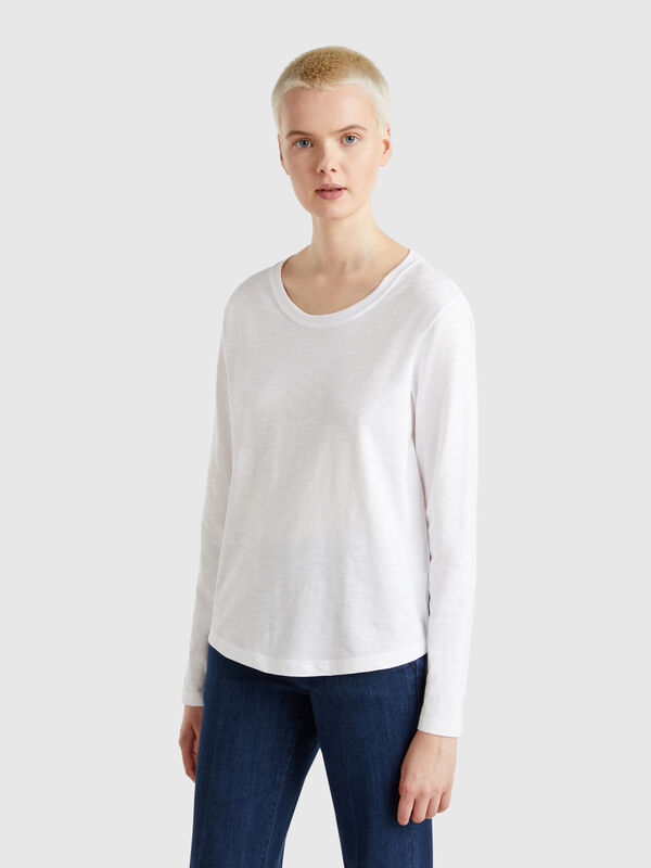 T-shirt à manches longues en coton léger Femme