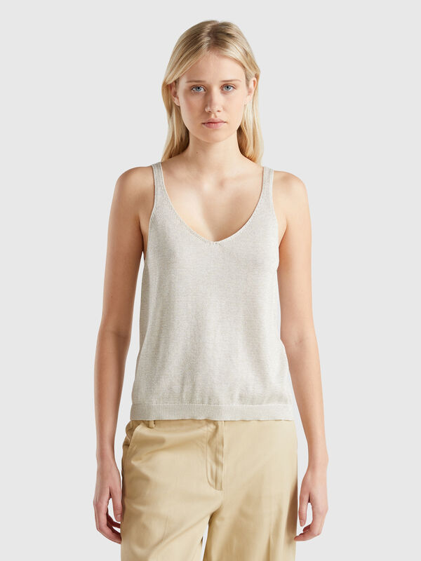 Top with V-neck and lurex Women