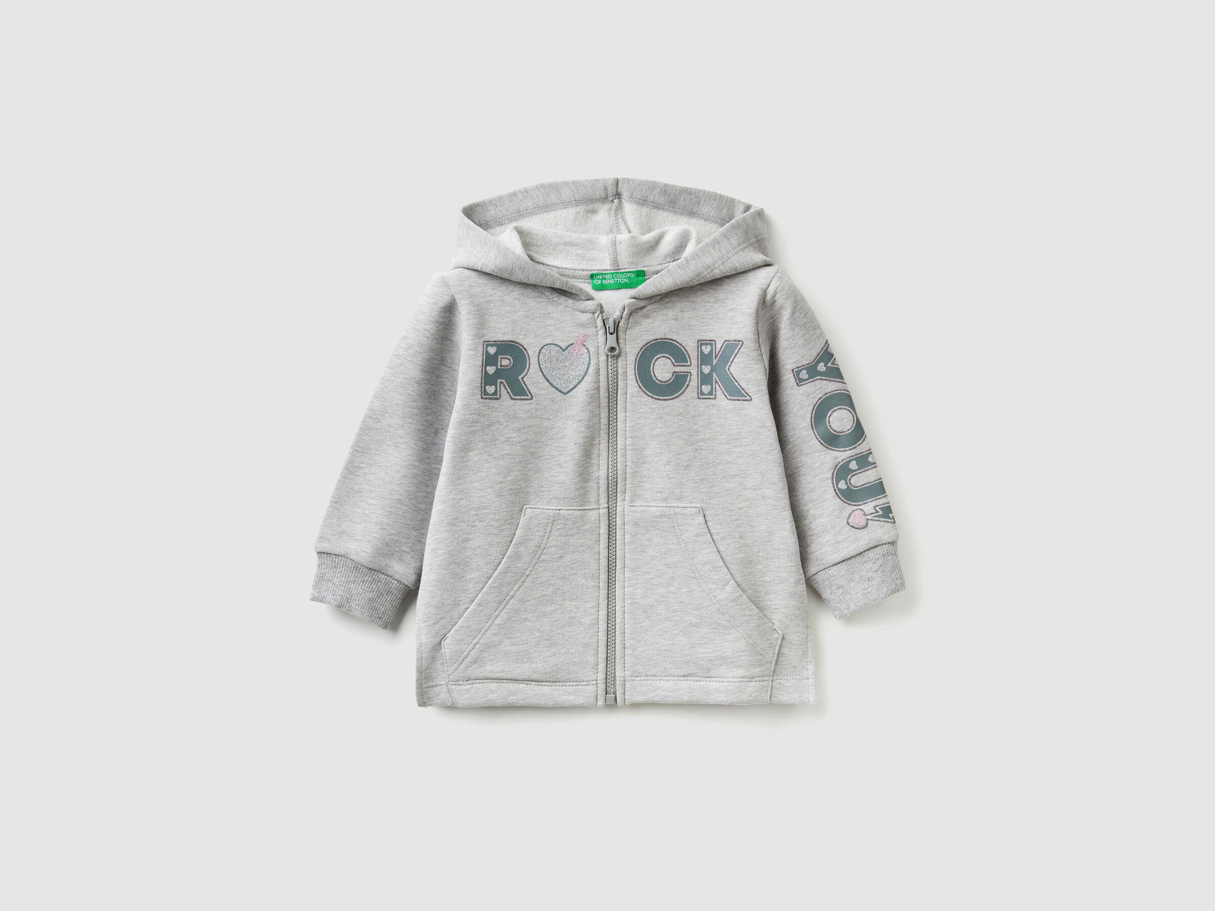 Sweatshirt mit Reißverschluss und Glitterprint image number null
