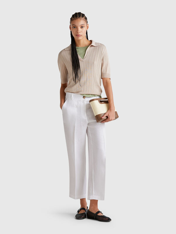 Pantalon droit en pur lin Femme