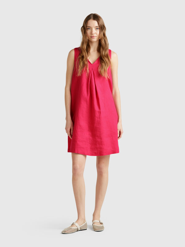 Ärmelloses Kleid aus reinem Leinen Damen