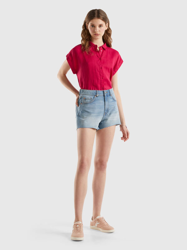 Frayed shorts in recycled cotton blend Women