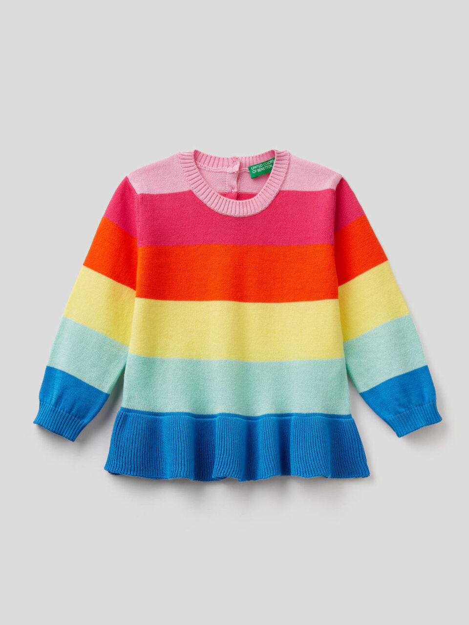 Gestreifter Pullover mit Volant image number 1