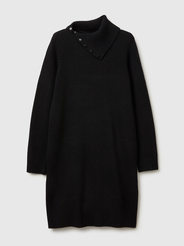 Robe midi en laine mélangée Femme