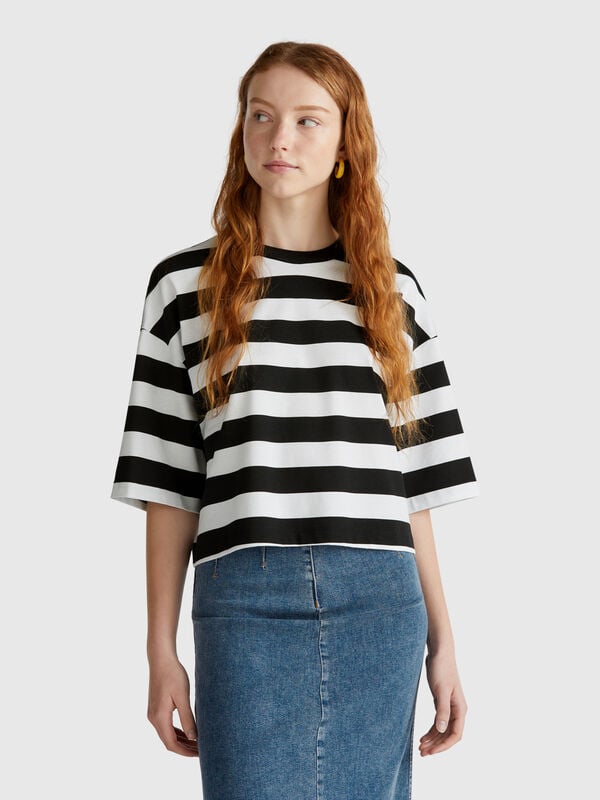 T-shirt rayé noir et blanc Femme