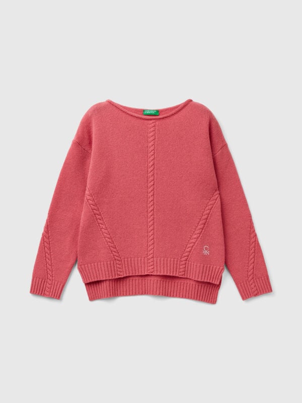 Cable knit sweater in wool blend Junior Girl