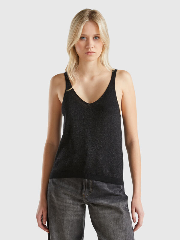 Top with V-neck and lurex Women