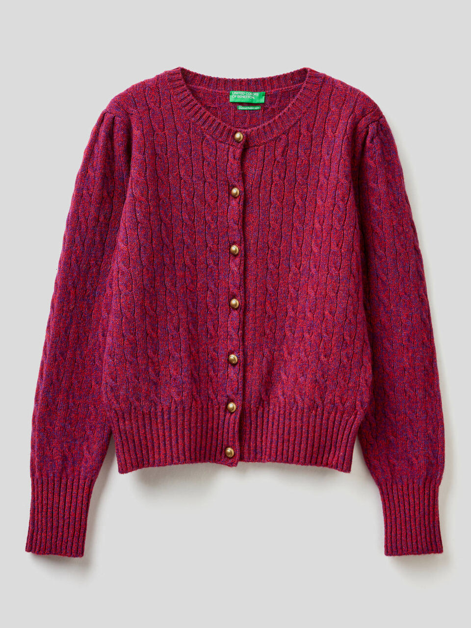 Strickjacke aus reiner Shetlandwolle mit Flechtmuster image number 1