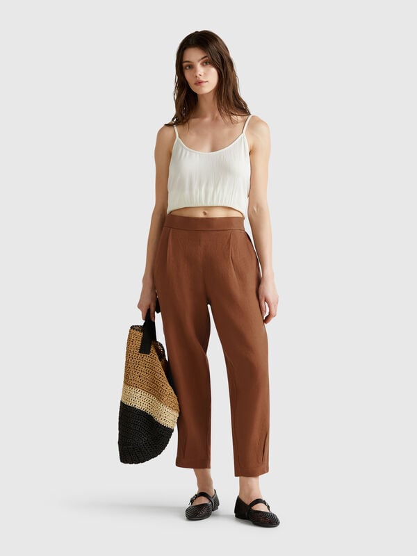 Weiche Hose aus reinem Leinen Damen