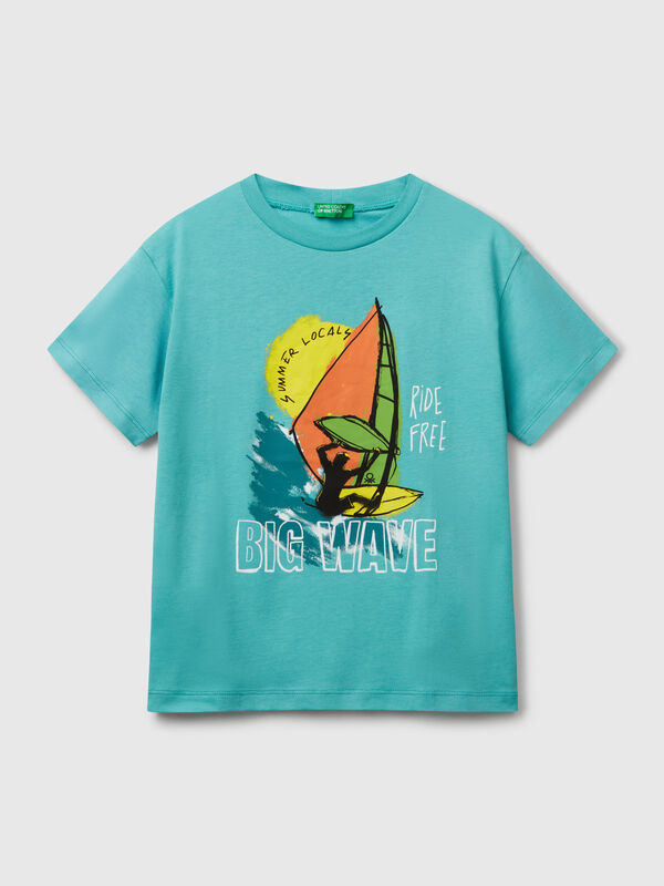 Baumwoll-T-Shirt mit Aufdruck Jungen