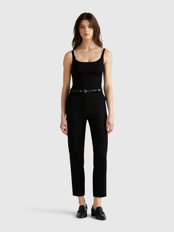 Pantalon chino en coton stretch Femme