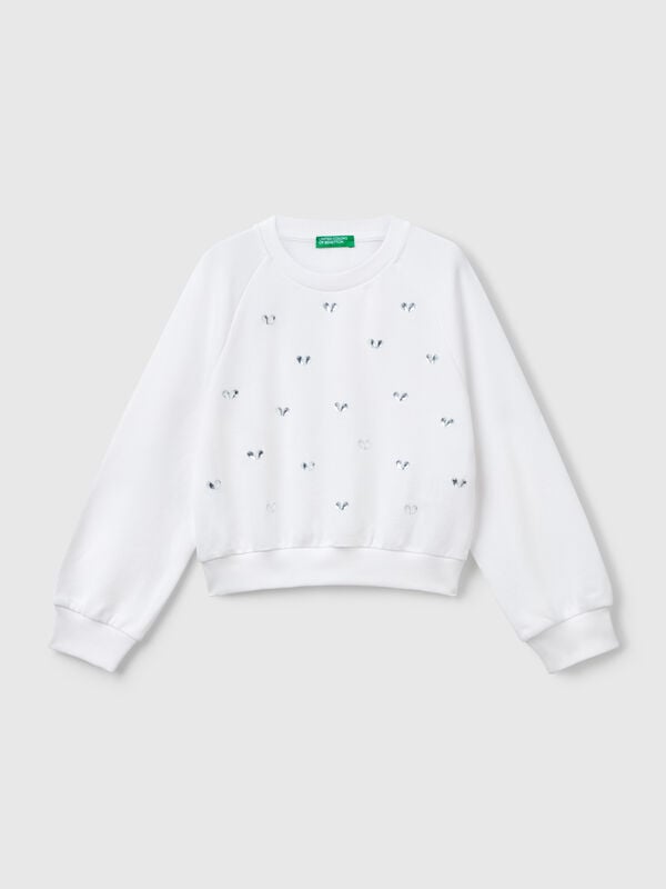 Sweatshirt mit Herz-Strasssteinen Mädchen