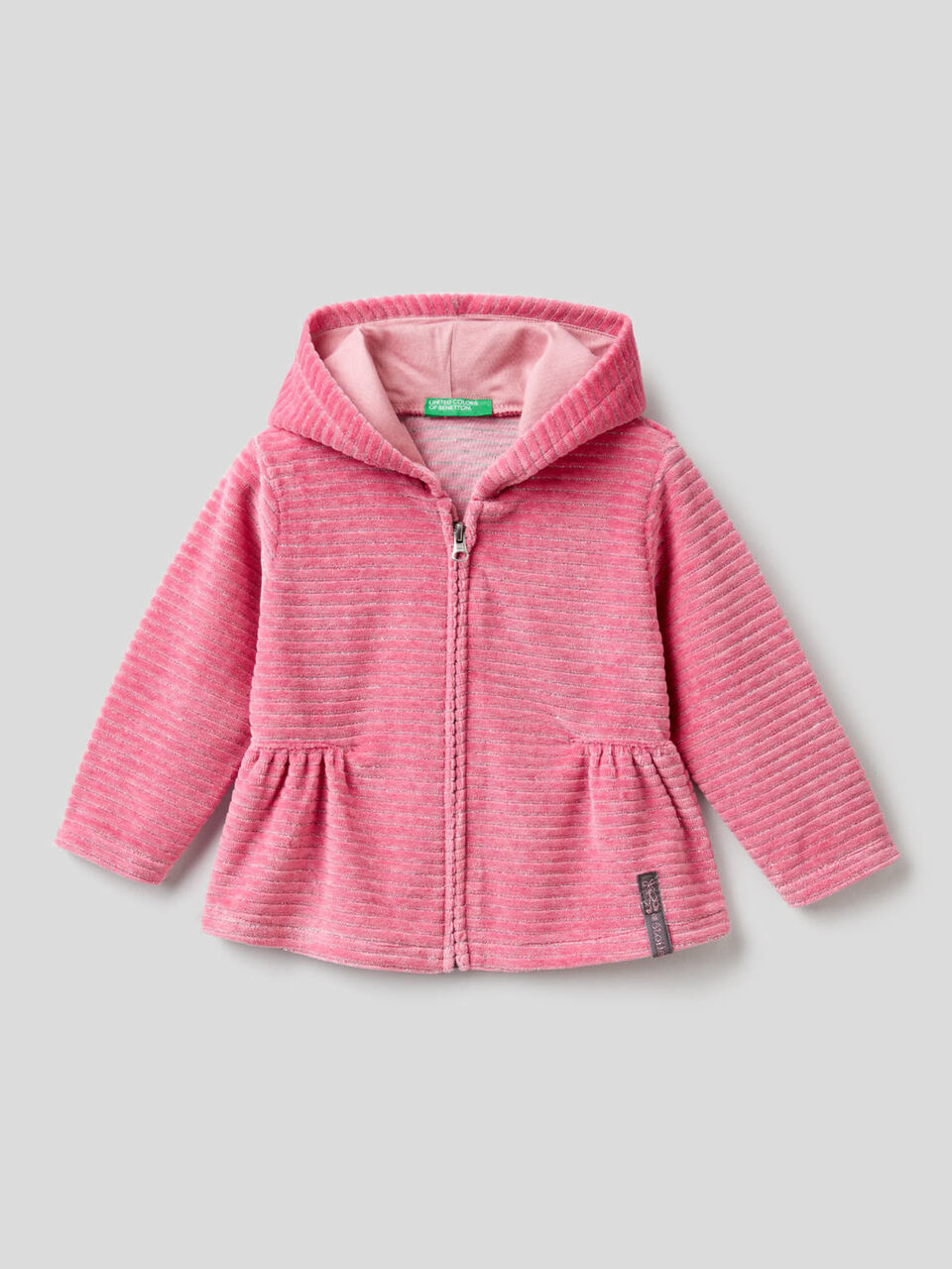 Chenille sweatshirt with zip and hood image number 1