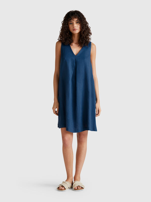 Ärmelloses Kleid aus reinem Leinen Damen
