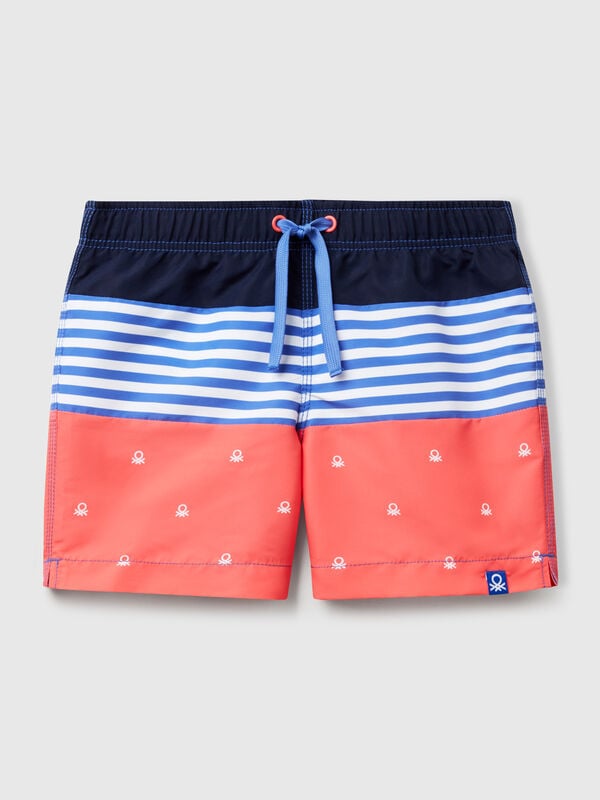 Swim trunks with stripes and logos Junior Boy