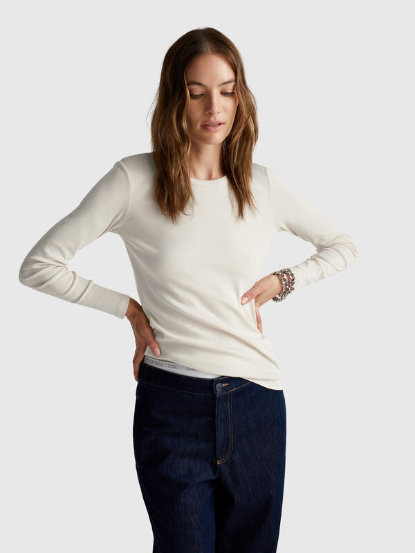 T-shirt à manches longues 100 % coton Femme