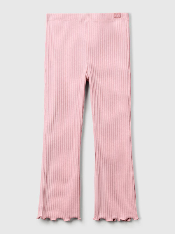 Flared fit stretch cotton leggings Junior Girl