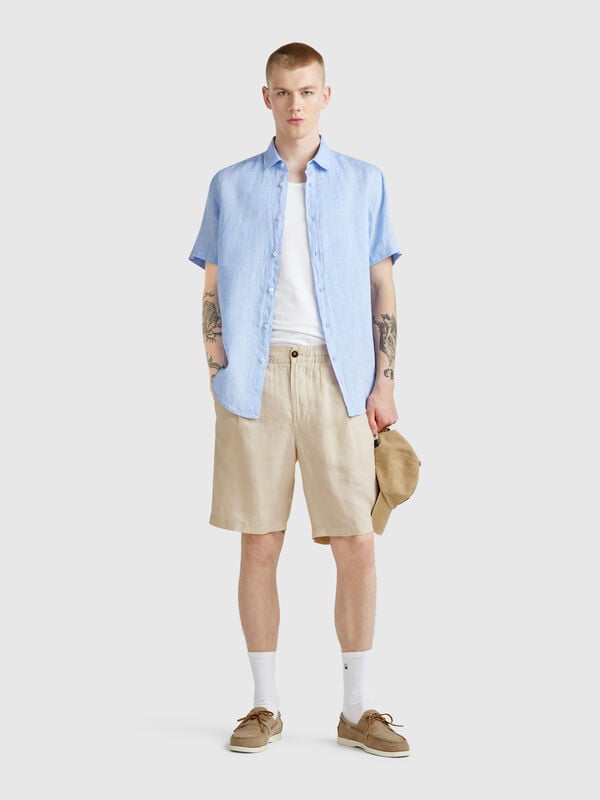 Bermudashorts mit Kordelzug aus reinem Leinen Herren