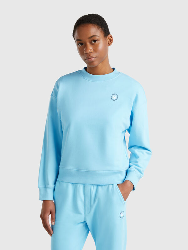 Sweat-shirt à col rond en coton mélangé Femme