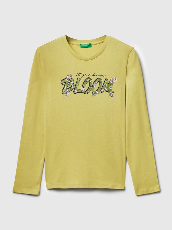 T-Shirt mit Glitzer-Print Mädchen