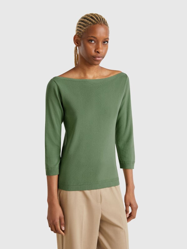 100% cotton boat neck sweater Women