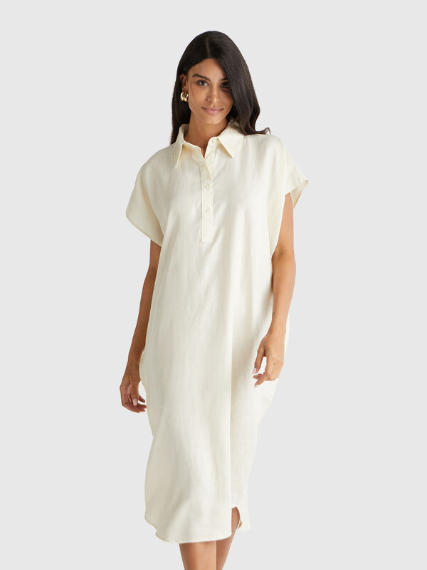 Midi dress in pure linen Femme