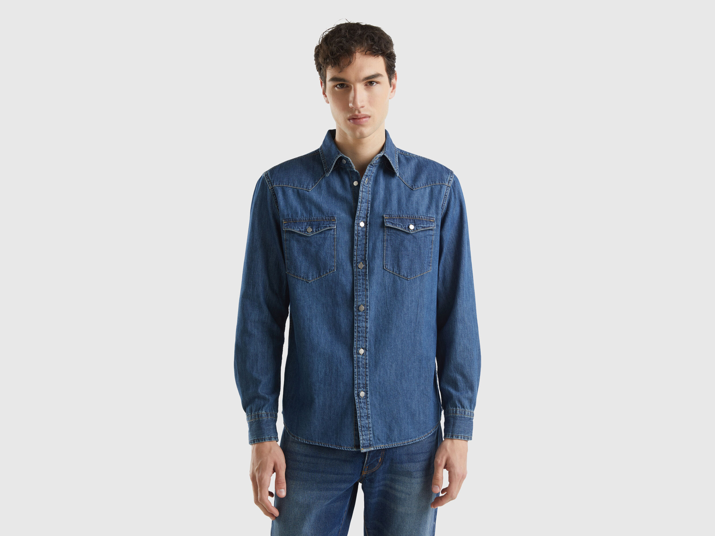 Benetton denim shirt sales