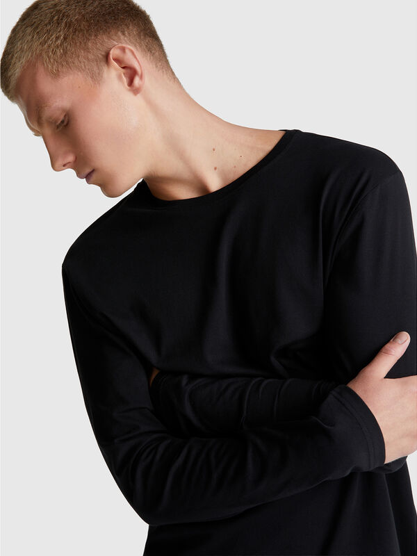 T-shirt à manches longues en pur coton Homme