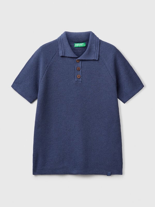 Kurzärmliges Poloshirt aus Leinenmischung Jungen