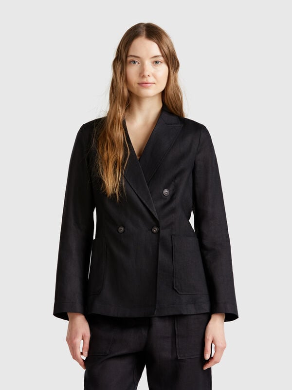 Veste croisée en pur lin Femme