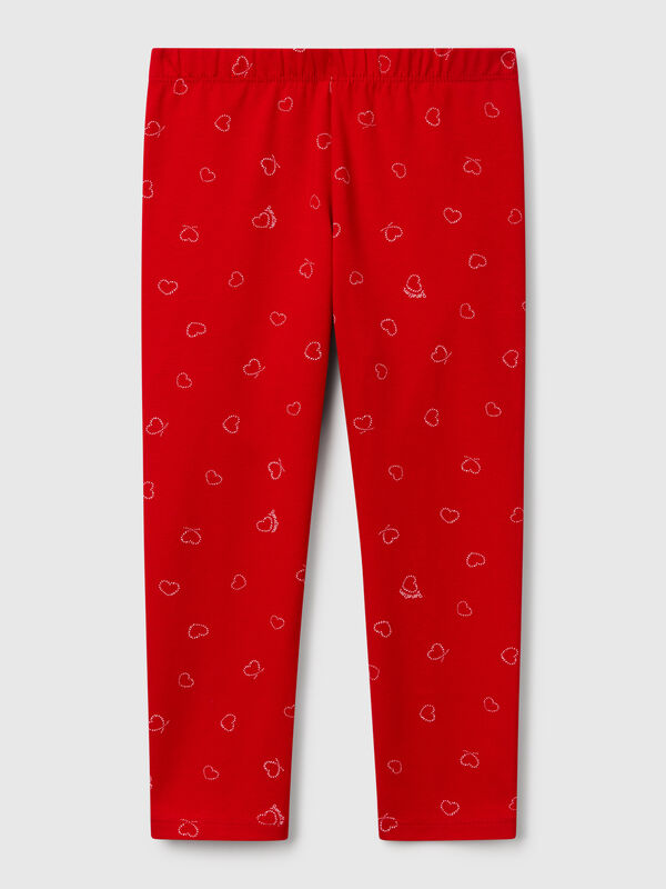 Red leggings with heart print Junior Girl