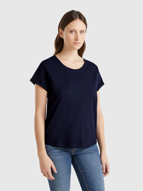 Kurzarm-T-Shirt aus leichter Baumwolle Damen