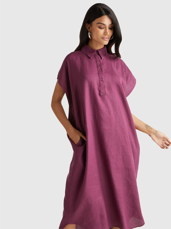 Robe midi en pur lin Femme