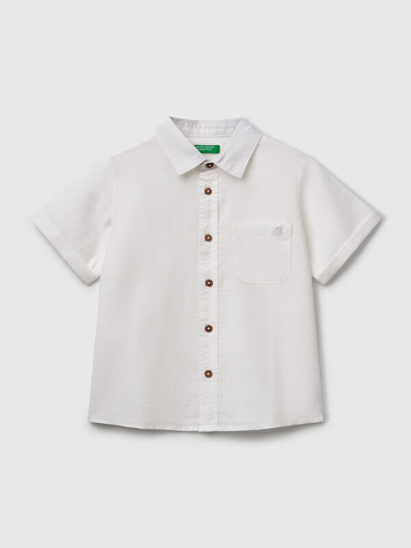Chemise à manches courtes en lin mélangé Garçon