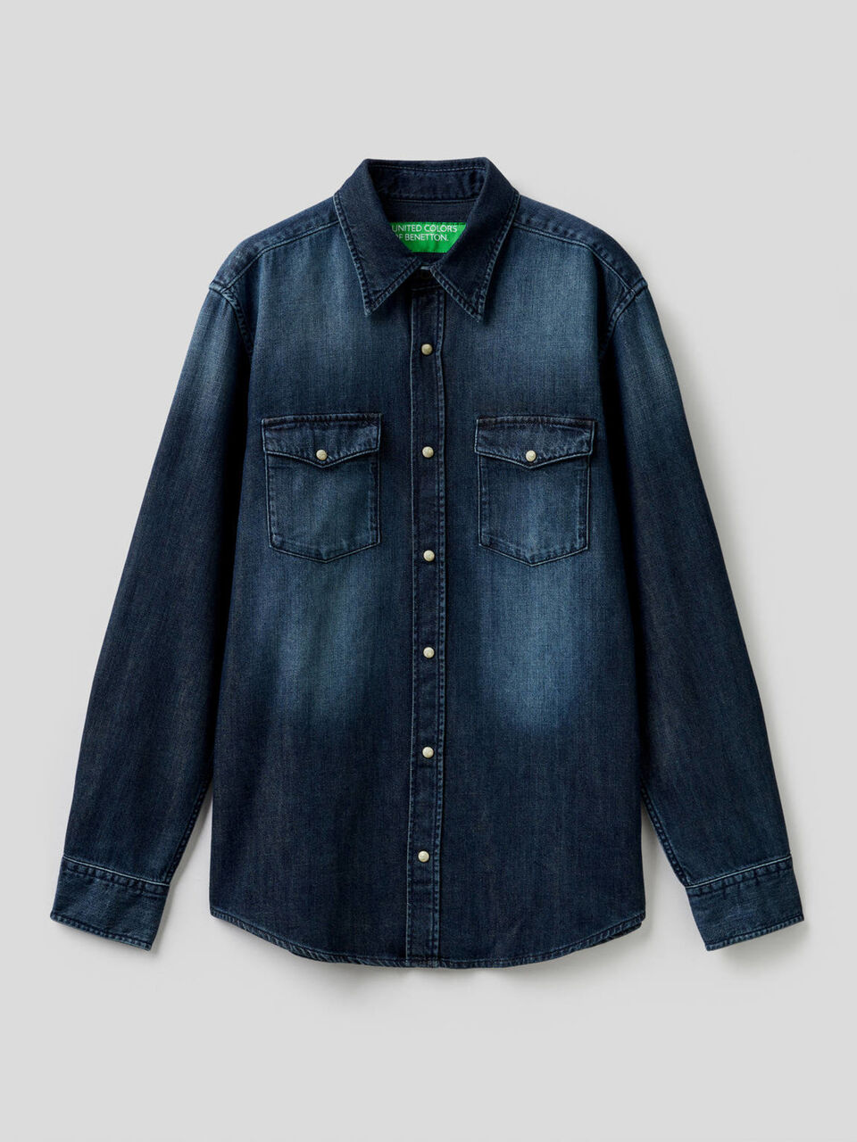 Denim shirt in pure cotton image number 1