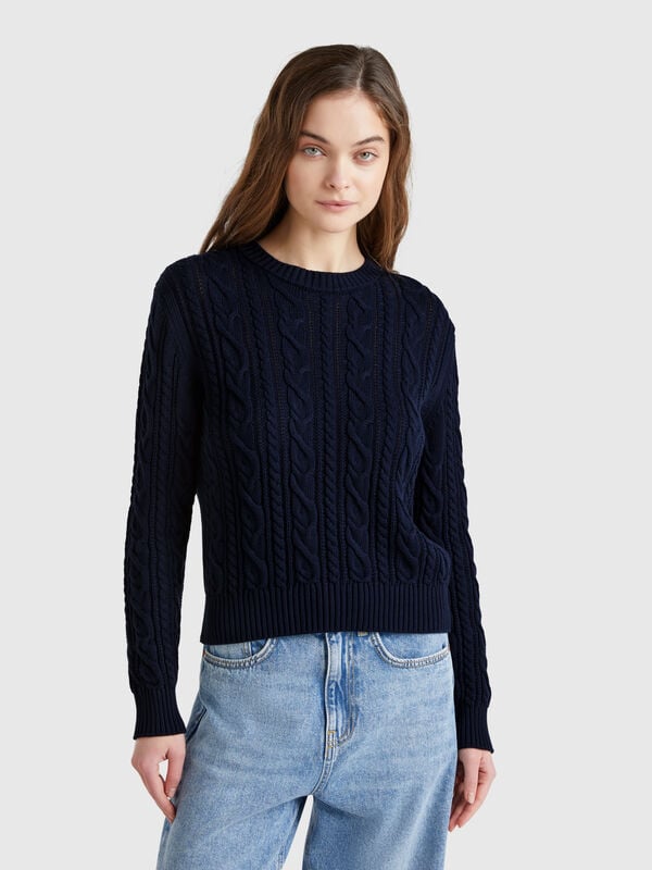 Pull en maille torsadée 100% coton Femme