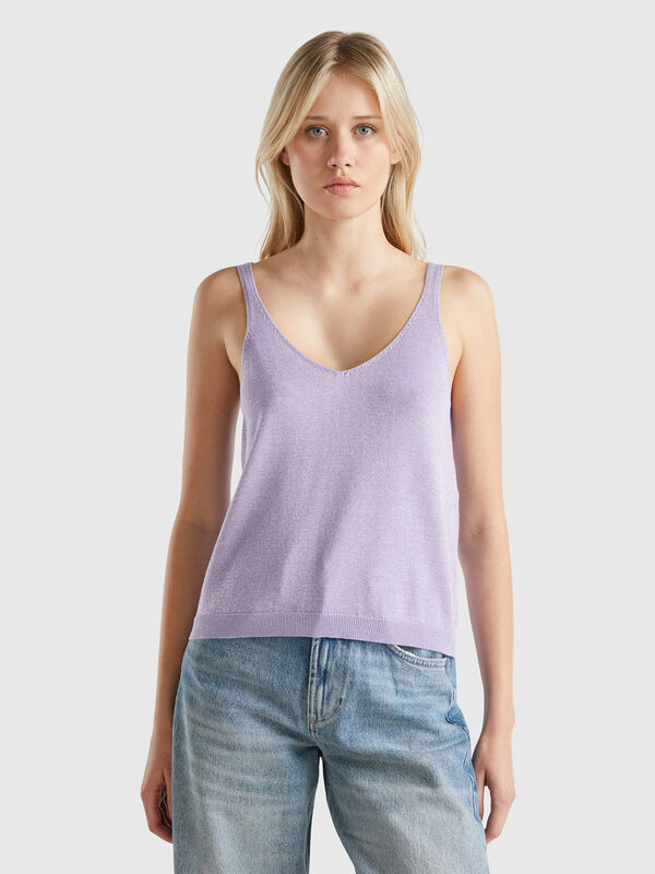 Top with V-neck and lurex Women