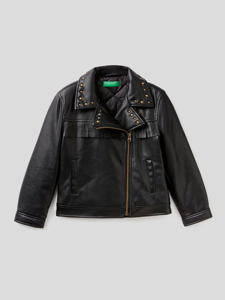 Biker jacket with fringe and studs image number 1