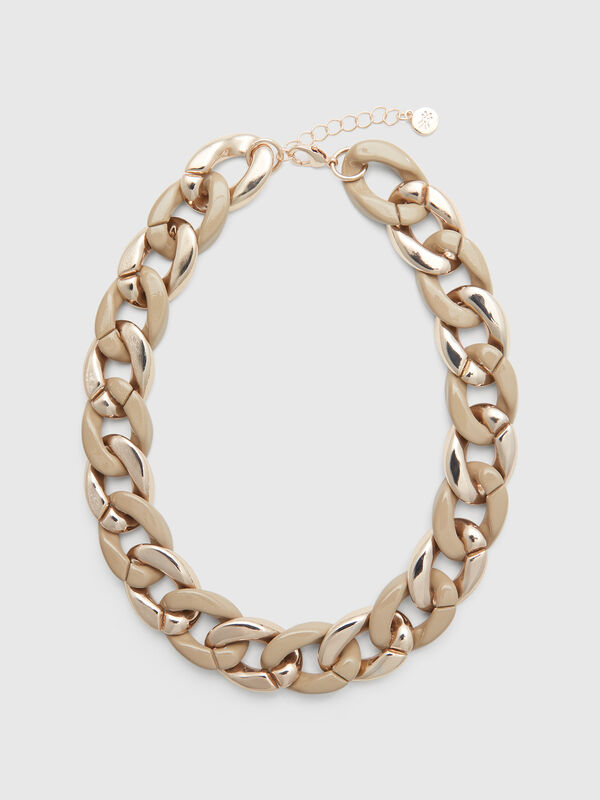 Halskette aus Gold und Beige Damen