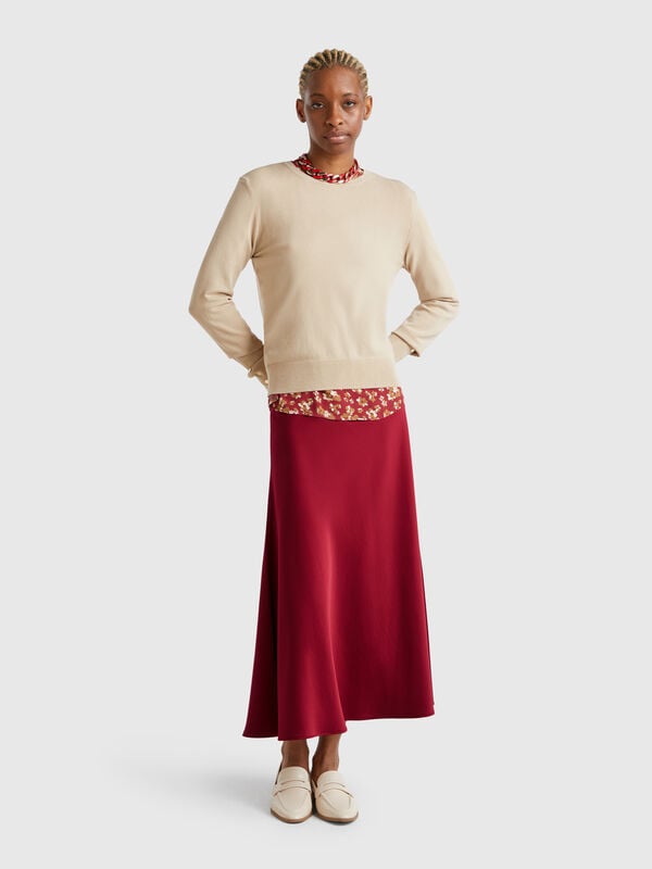Jupe fluide effet satiné Femme