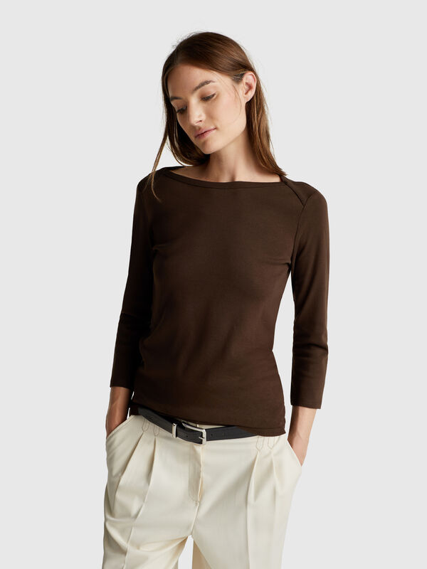 T-Shirt mit U-Boot-Ausschnitt Damen