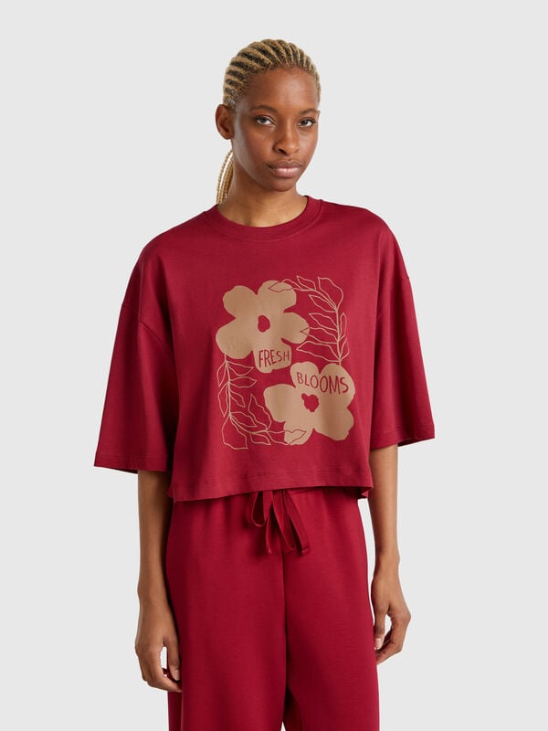 T-Shirt mit Blumendruck Damen