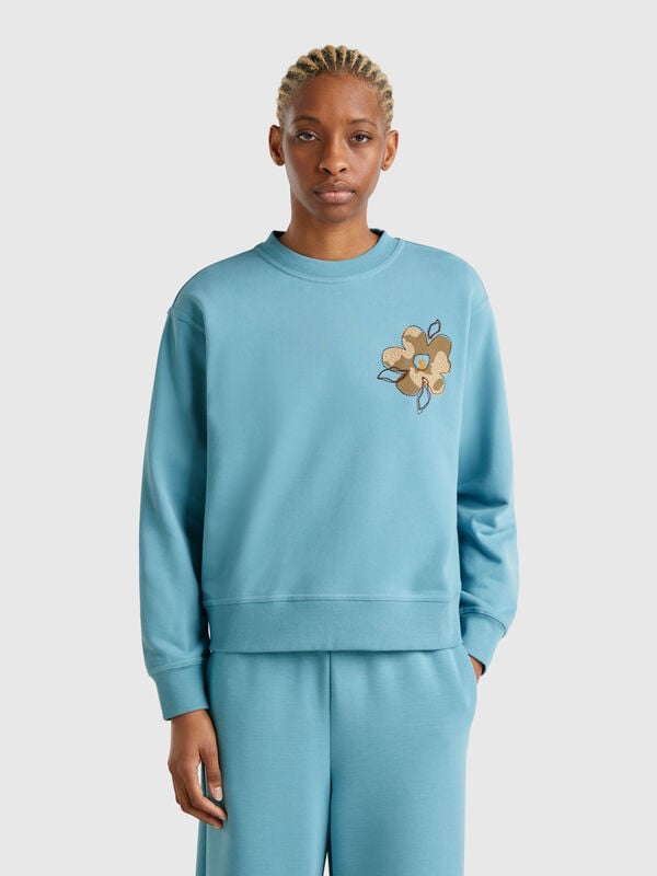 Sweatshirt with floral embroidery Women