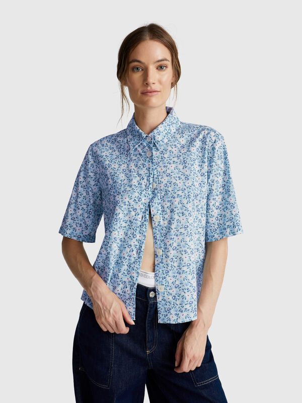 Chemise à motifs à manches courtes Femme