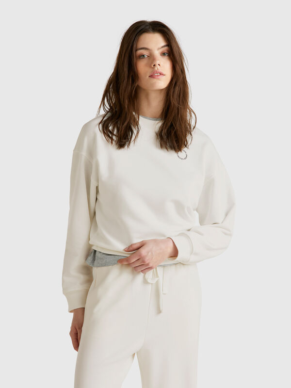 Sweat-shirt à col rond en coton mélangé Femme