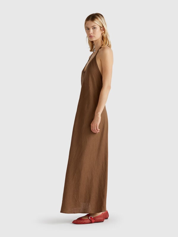 Langes Kleid aus reinem Leinen Damen