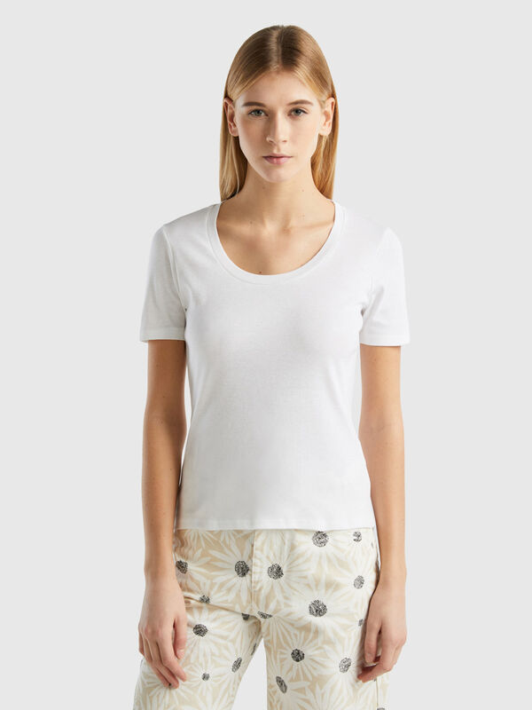 Kurzärmeliges T-Shirt aus Langfaser-Baumwolle Damen
