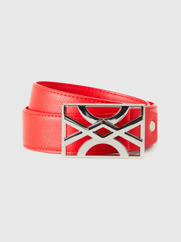 Ceinture rouge à boucle siglée Femme