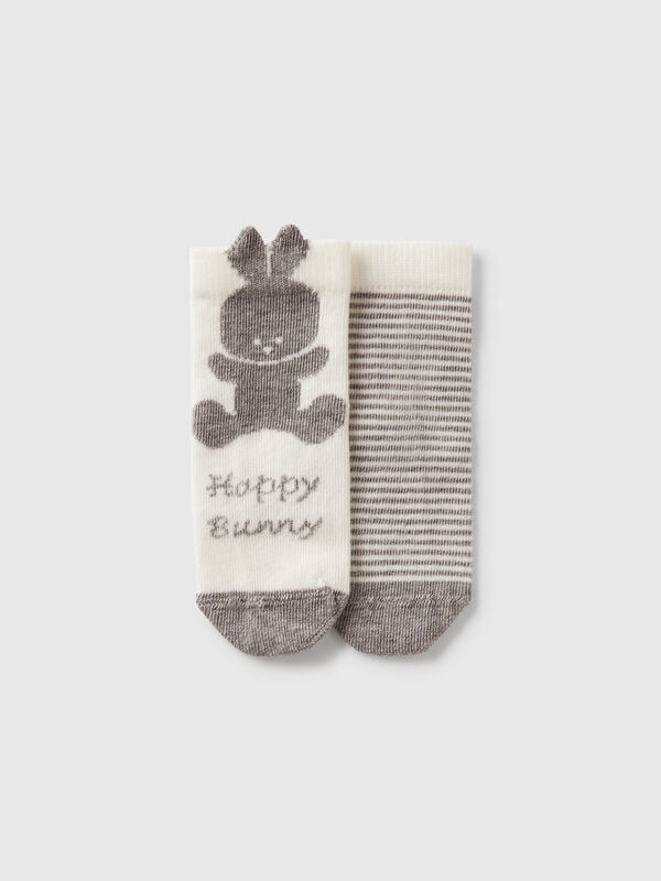 Lot de chaussettes à rayures et lapin Naissancede