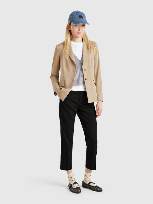 Chino raccourci en coton stretch Femme